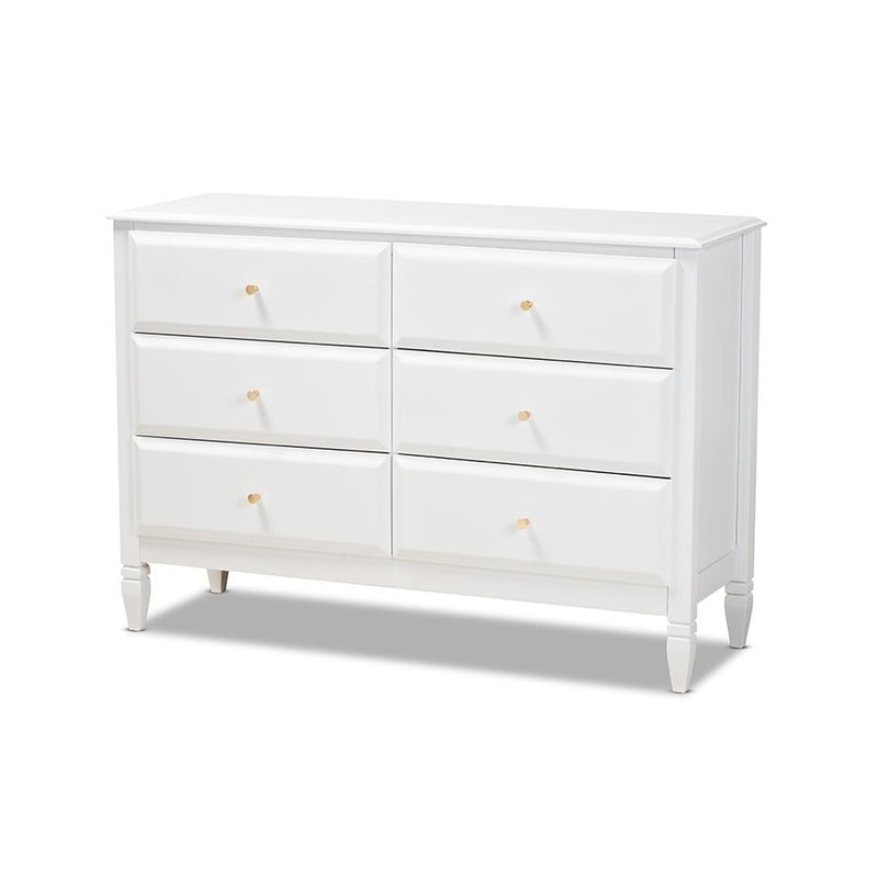 Naomi Classic and Transitional White Finished Wood 6-Drawer Bedroom Dresser