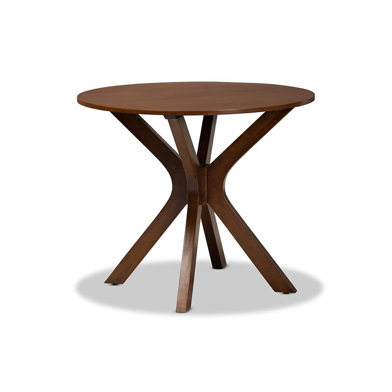 Walnut Brown Finished 34-Inch-Wide Round Wood Dining Table