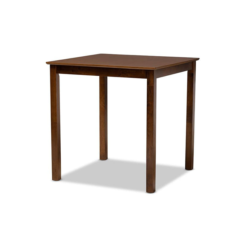 Walnut Brown Finished Wood Counter Height Pub Table