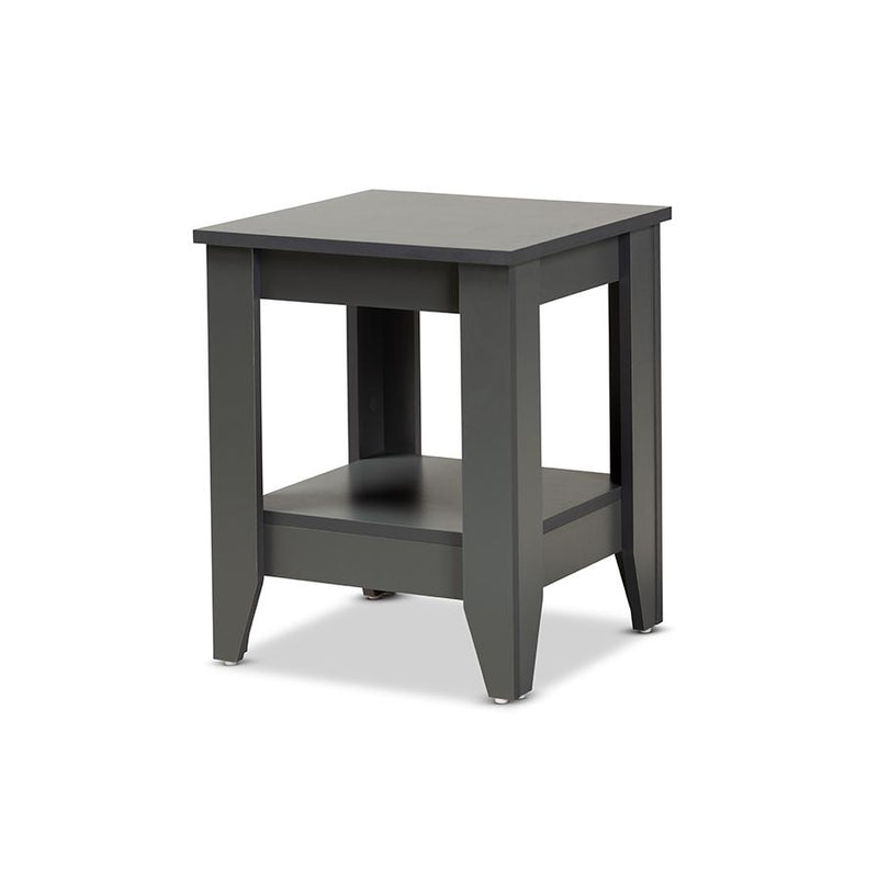 Audra Modern and Contemporary Grey Finished Wood Living Room End Table