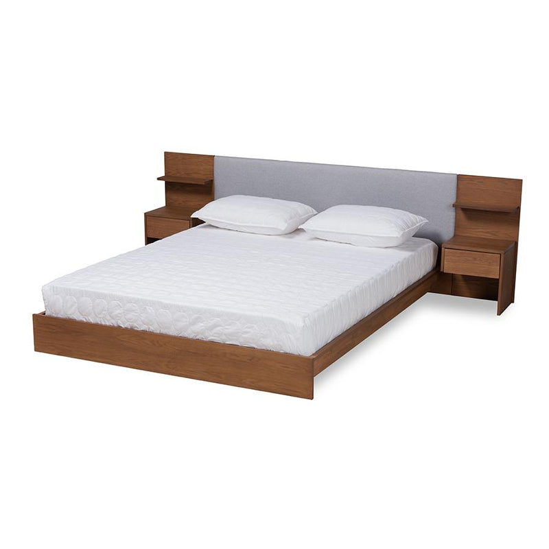 Finished Wood Queen Size Platform Storage Bed with Built-In Nightstands