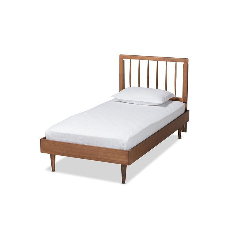 Sora Mid-Century Modern Ash Walnut Finished Wood Twin Size Platform Bed