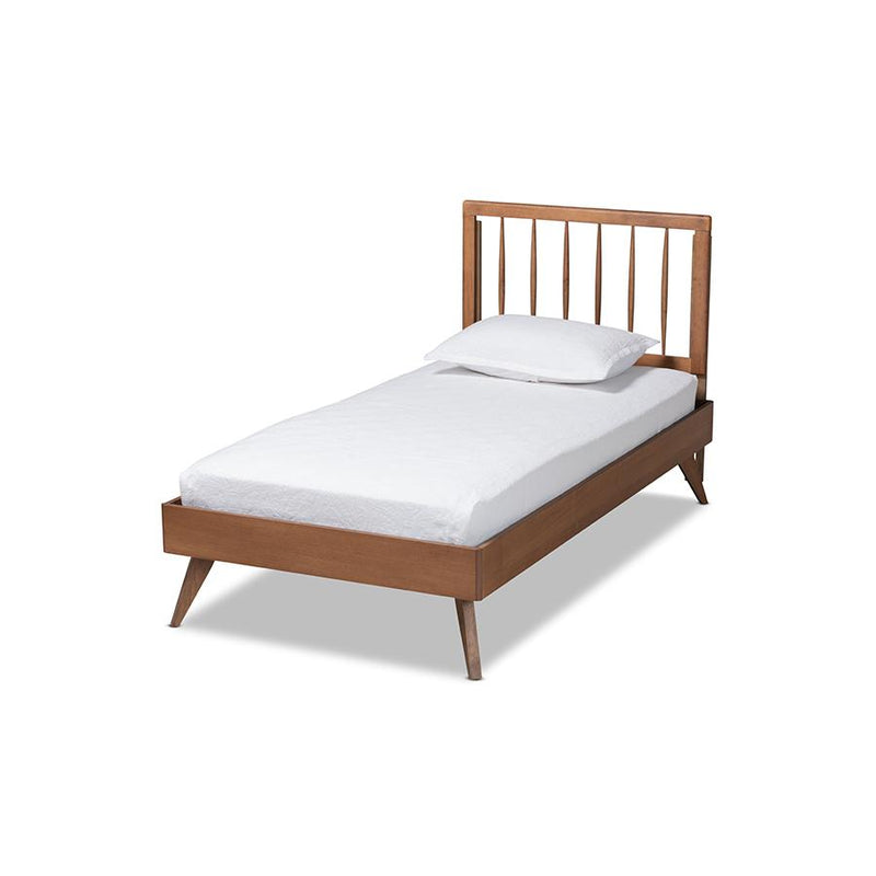 Toru Mid-Century Modern Ash Walnut Finished Wood Twin Size Platform Bed