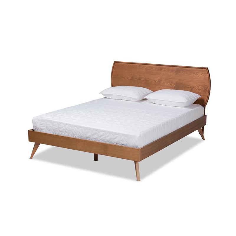 Aimi Mid-Century Modern Walnut Brown Finished Wood Full Size Platform Bed