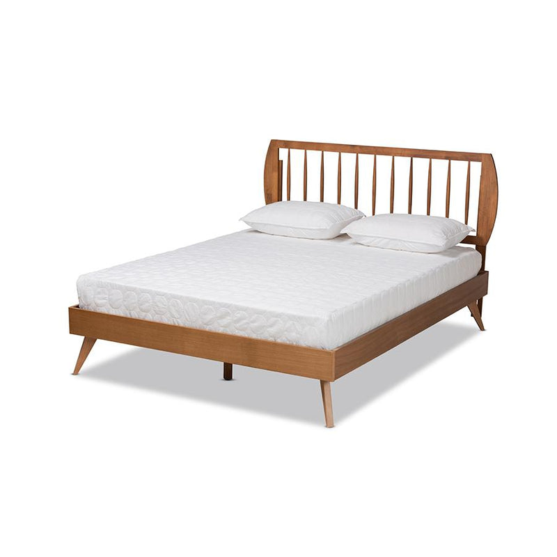 Emiko Modern and Contemporary Walnut Brown Finished Wood Full Size Platform Bed