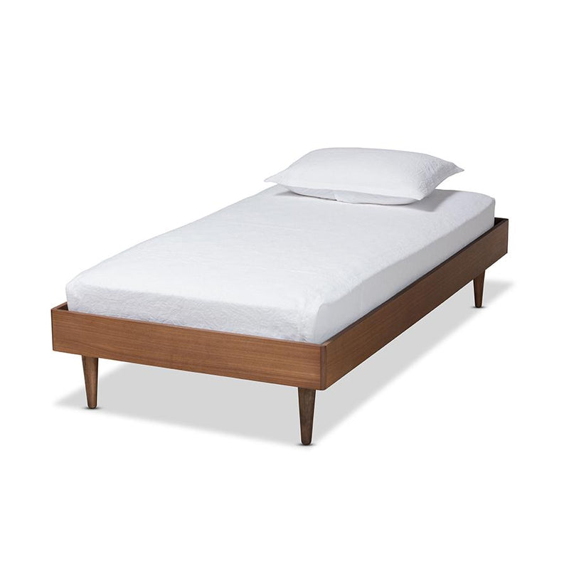 Rina Mid-Century Modern Ash Walnut Finished Wood Twin Size Platform Bed Frame