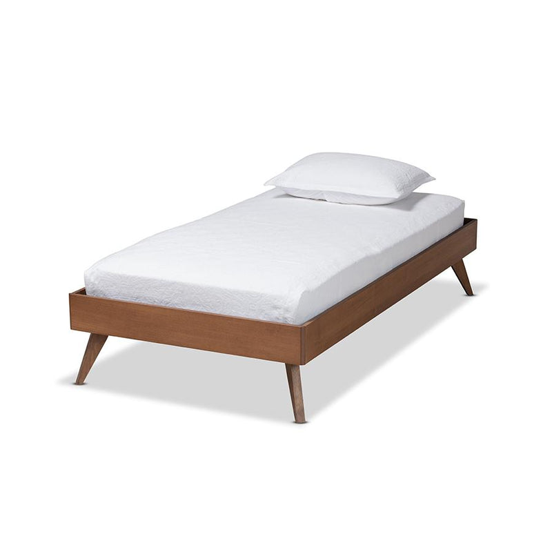 Ash Walnut Finished Wood Twin Size Platform Bed Frame