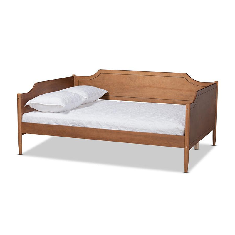 Alya Classic Traditional Farmhouse Walnut Brown Finished Wood Full Size Daybed