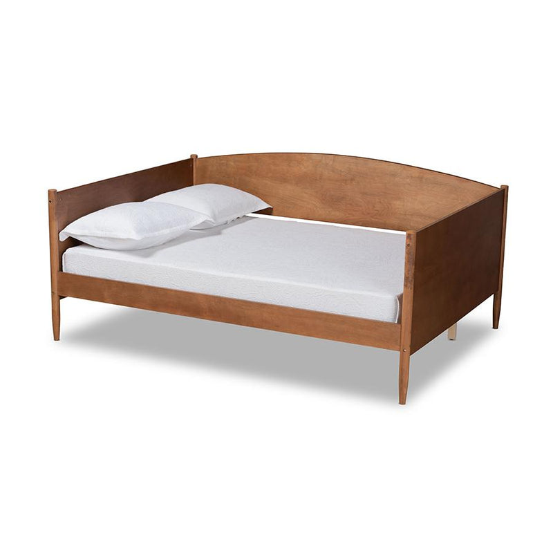 Baxton Studio Veles Mid-Century Modern Ash Walnut Finished Wood Full Size Daybed