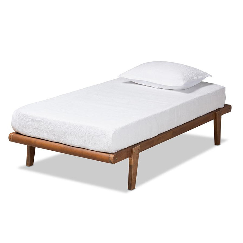 Kaia Mid-Century Modern Walnut Brown Finished Wood Twin Size Platform Bed Frame