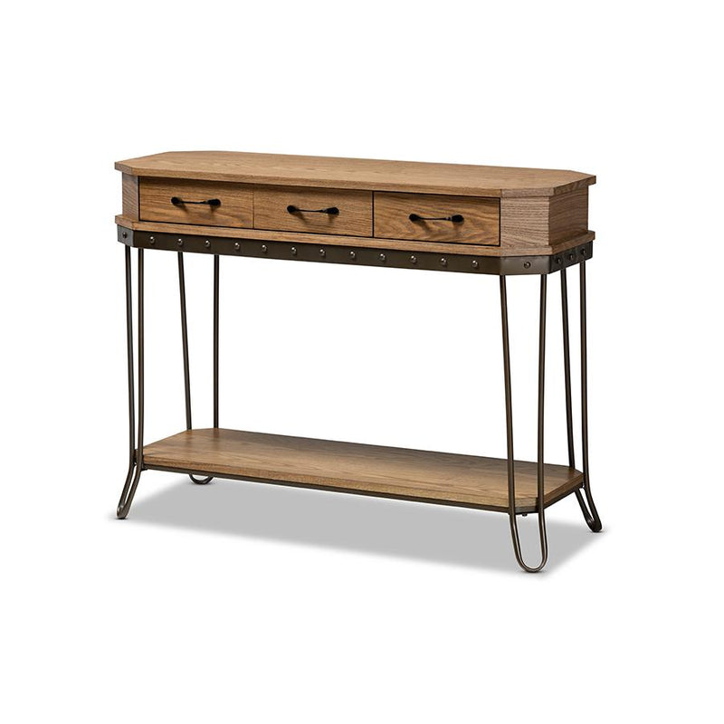 Black Finished Metal 3-Drawer Console Table