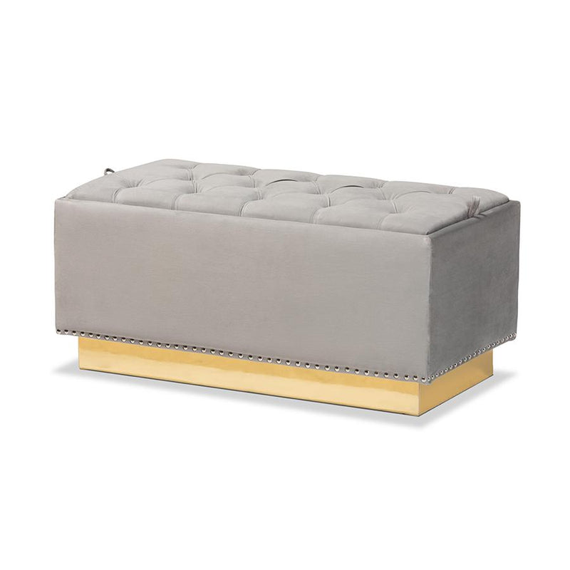 Gold PU Leather Storage Ottoman