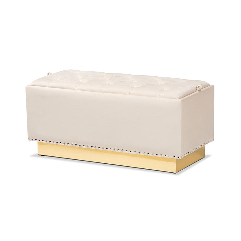 Gold PU Leather Storage Ottoman