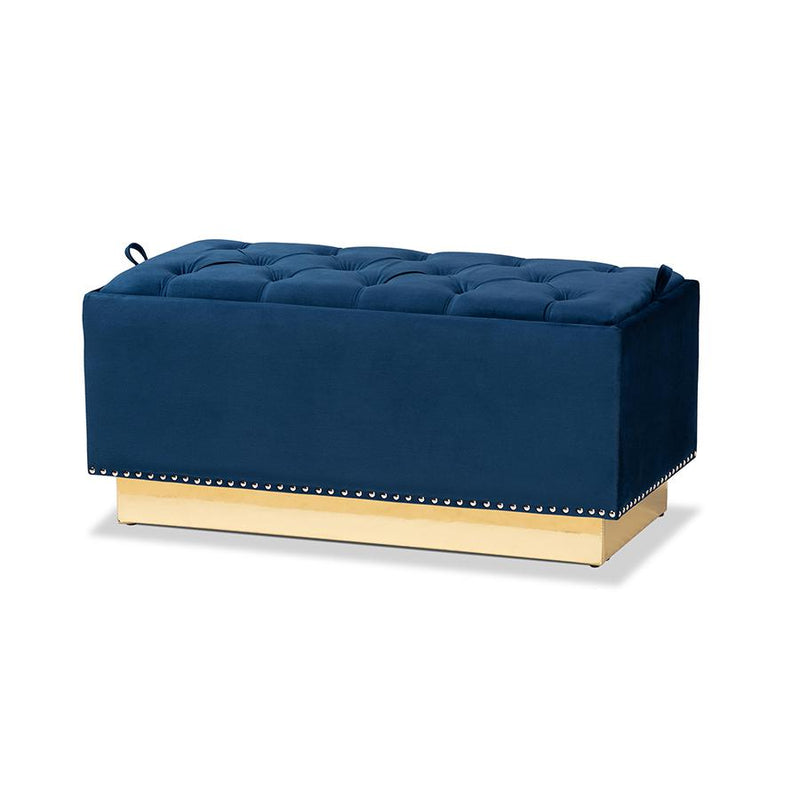 Gold PU Leather Storage Ottoman