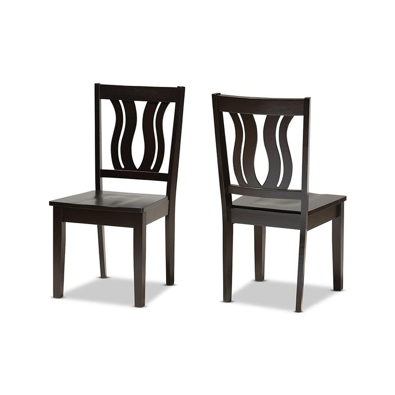 Transitional Dark Brown Finished Wood 2-Piece Dining Chair Set