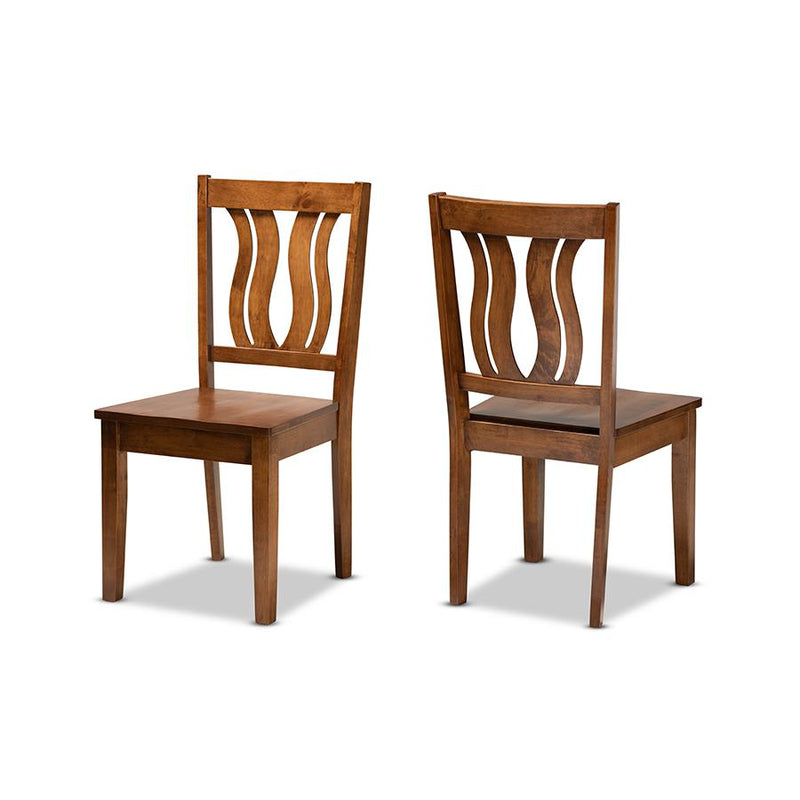 Transitional Walnut Brown Finished Wood 2-Piece Dining Chair Set