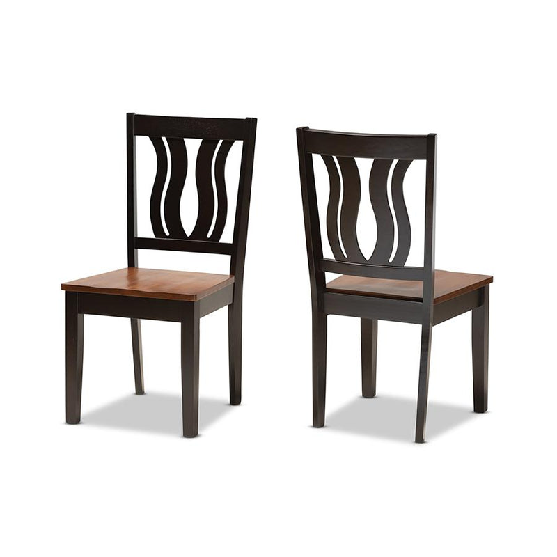 Walnut Brown Finished Wood 2-Piece Dining Chair Set