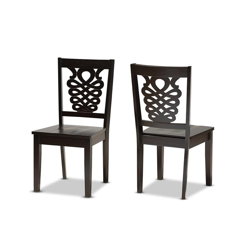 Transitional Dark Brown Finished Wood 2-Piece Dining Chair Set