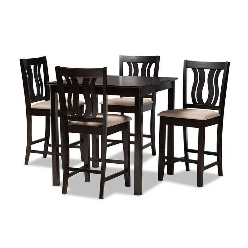 Dark Brown Finished Wood 5-Piece Pub Set