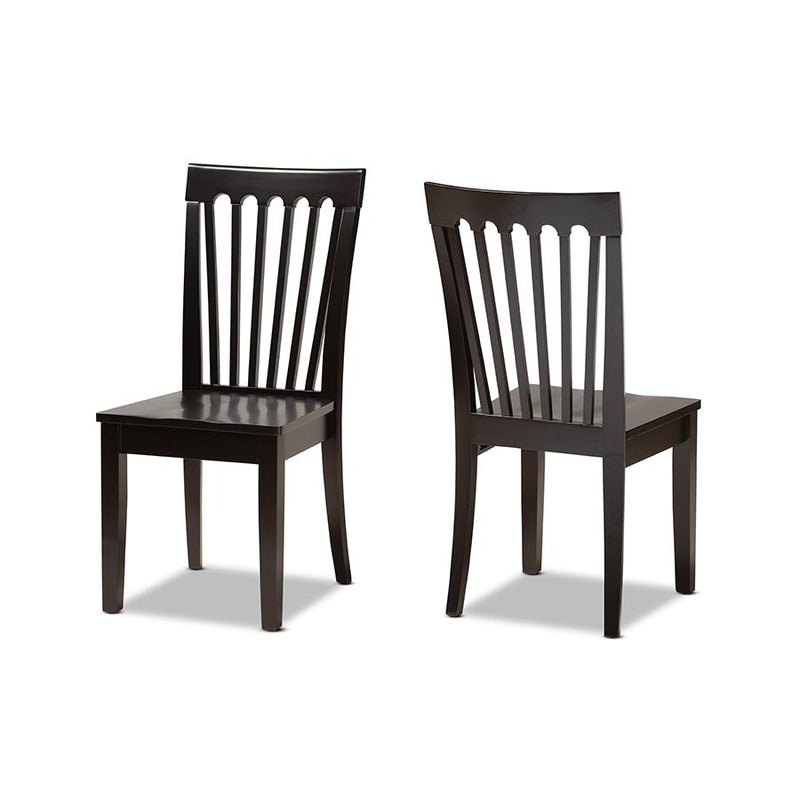 Transitional Dark Brown Finished Wood 2-Piece Dining Chair Set