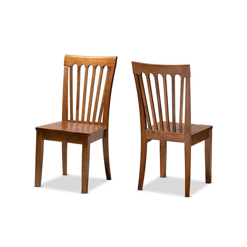 Transitional Walnut Brown Finished Wood 2-Piece Dining Chair Set