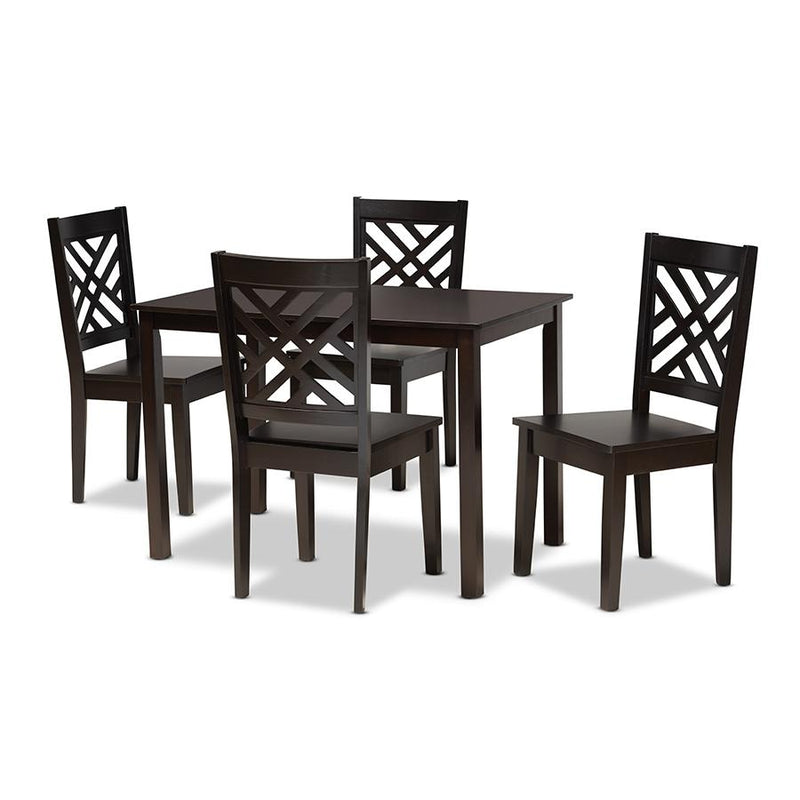 Ani Modern and Contemporary Dark Brown Finished Wood 5-Piece Dining Set