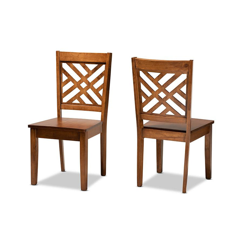 Transitional Walnut Brown Finished Wood 2-Piece Dining Chair Set