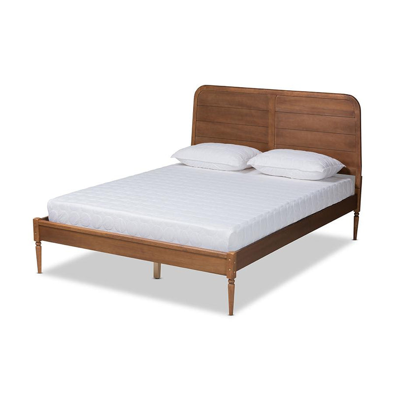 Traditional Walnut Brown Finished Wood Full Size Platform Bed