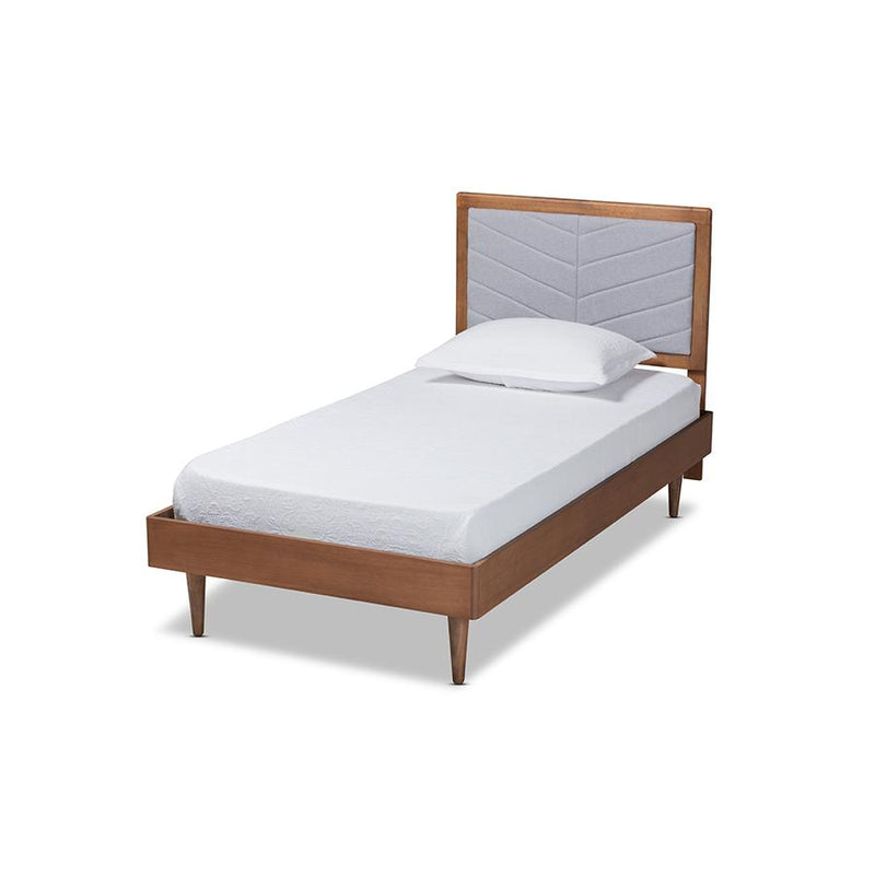 Walnut brown Finished Wood Twin Size Platform Bed