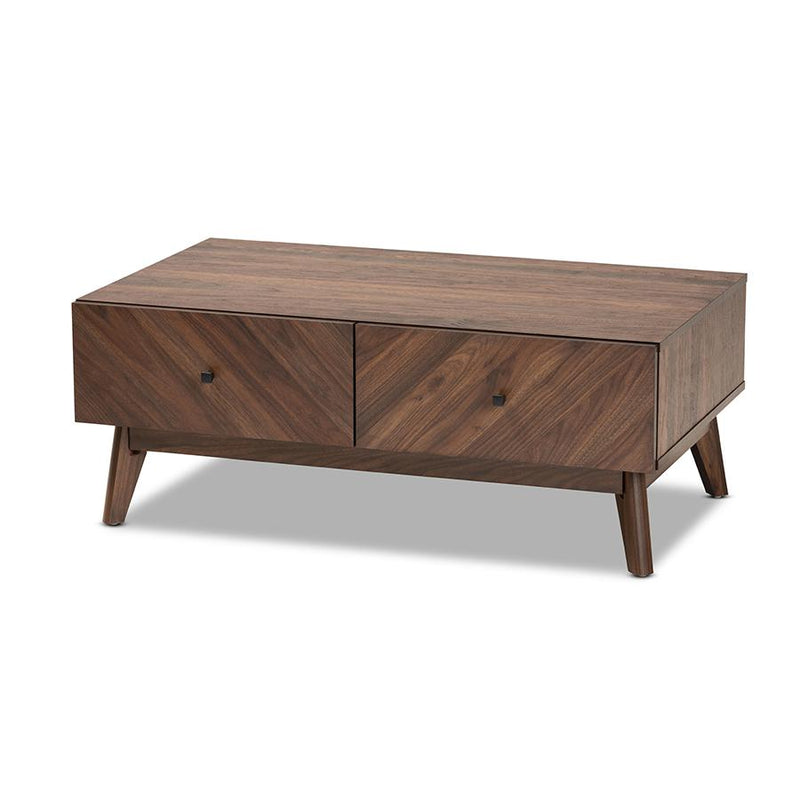 Baxton Studio Hartman Mid-Century Modern Walnut Brown Finished Wood Coffee Table