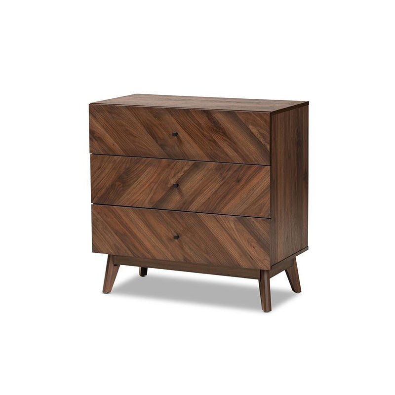 Hartman Mid-Century Modern Walnut Brown Finished Wood 3-Drawer Storage Chest