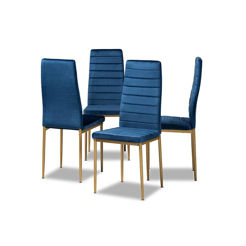 Gold Finished Metal 4-Piece Dining Chair Set