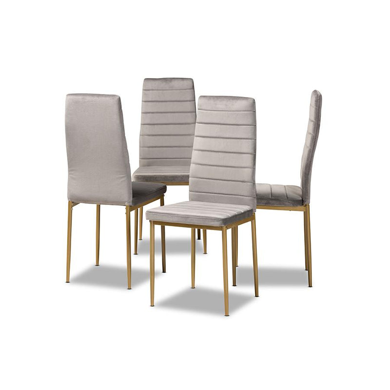 Gold Finished Metal 4-Piece Dining Chair Set