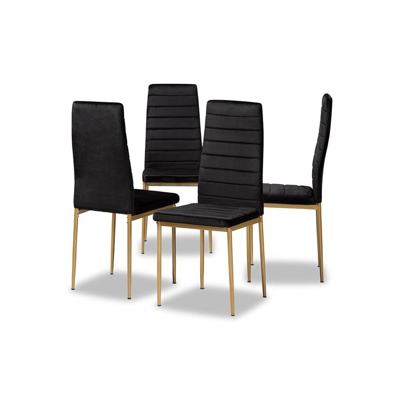 Gold Finished Metal 4-Piece Dining Chair Set