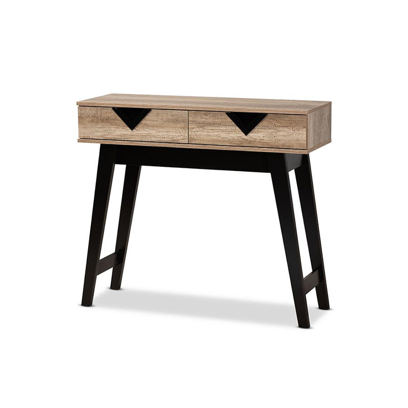 Wales Modern and Contemporary Light Brown Finished Wood 2-Drawer Console Table