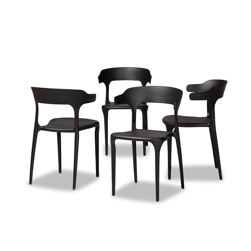 Baxton Studio Gould Modern Transtional Black Plastic 4-Piece Dining Chair Set