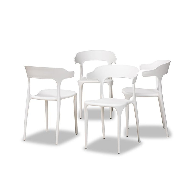 Baxton Studio Gould Modern Transtional White Plastic 4-Piece Dining Chair Set