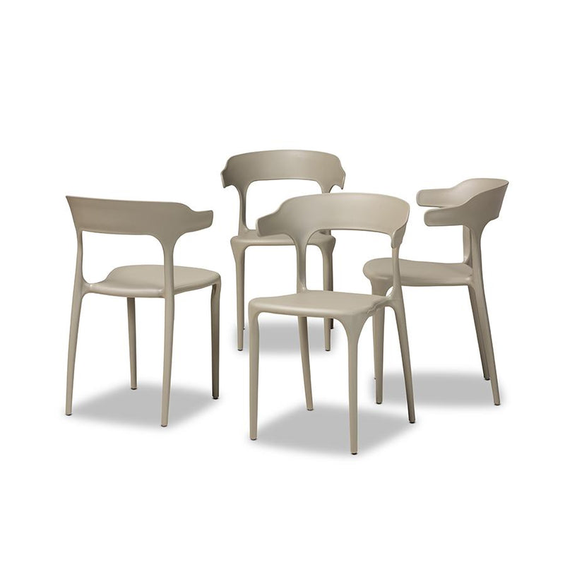 Baxton Studio Gould Modern Transtional Beige Plastic 4-Piece Dining Chair Set