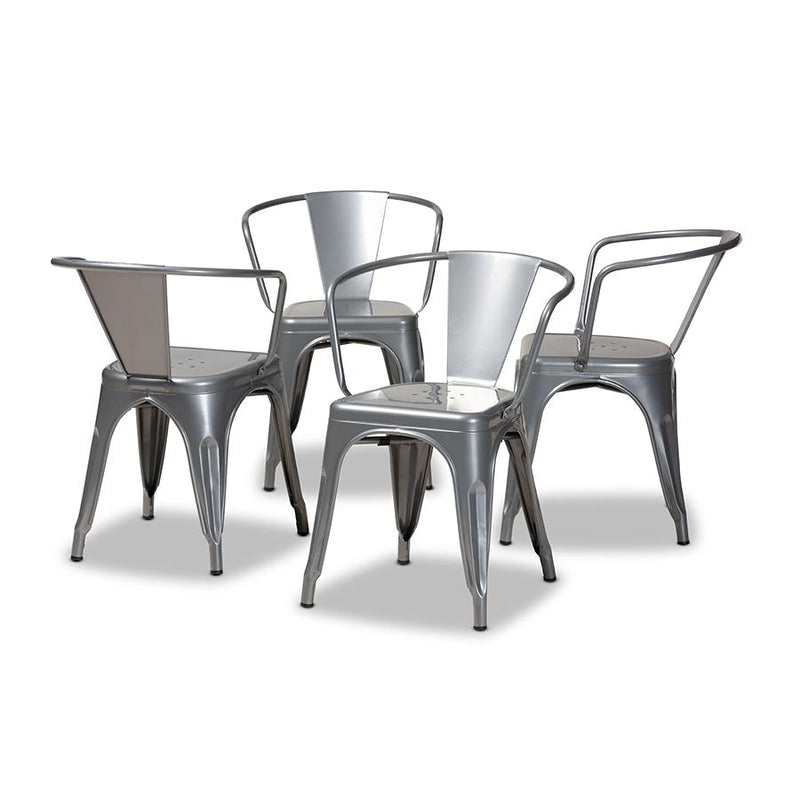 Ryland Modern Industrial Grey Finished Metal 4-Piece Dining Chair Set