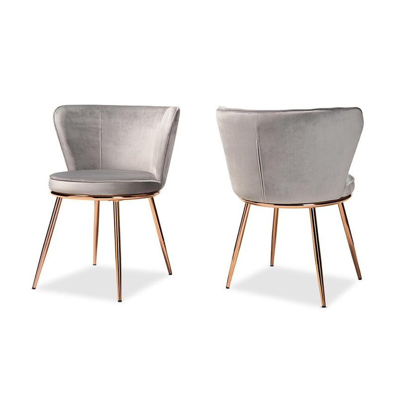 Rose Gold Finished Metal 2-Piece Dining Chair Set