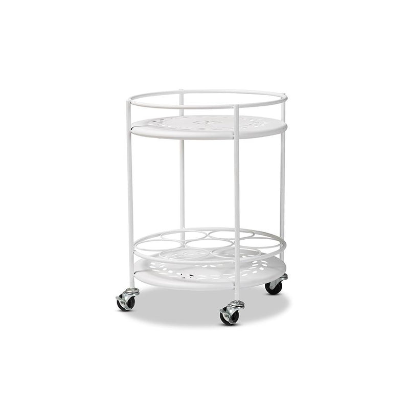 Baxton Studio Dallan Modern Industrial White Metal 2-Tier Kitchen Cart