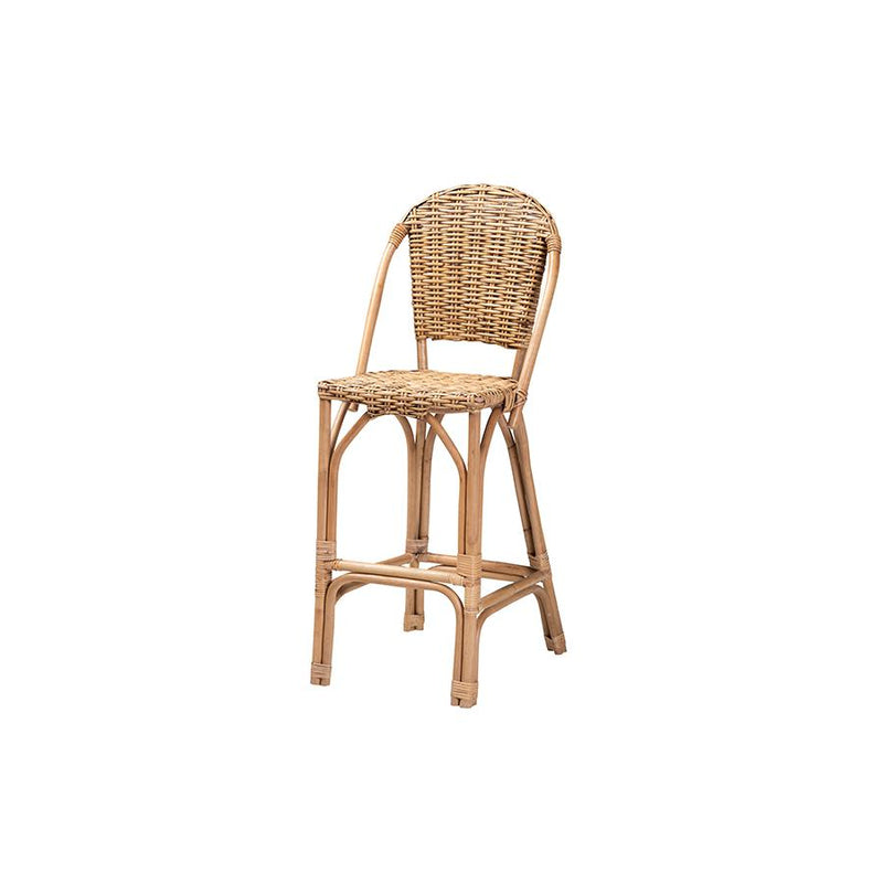 bali & pari Neola Modern Bohemian Natural Rattan Bar Stool