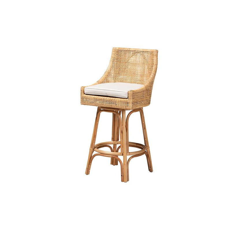 bali & pari Bella Modern Bohemian Natural Brown Rattan Bar Stool