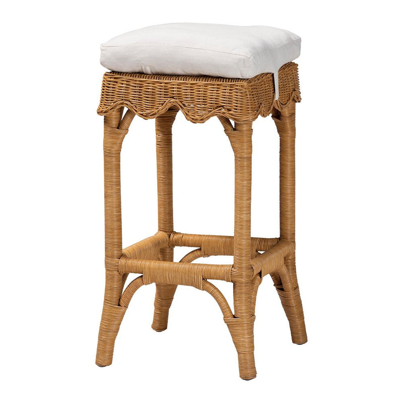 Muy Bohemian Scallop Honey Rattan Bar Stool