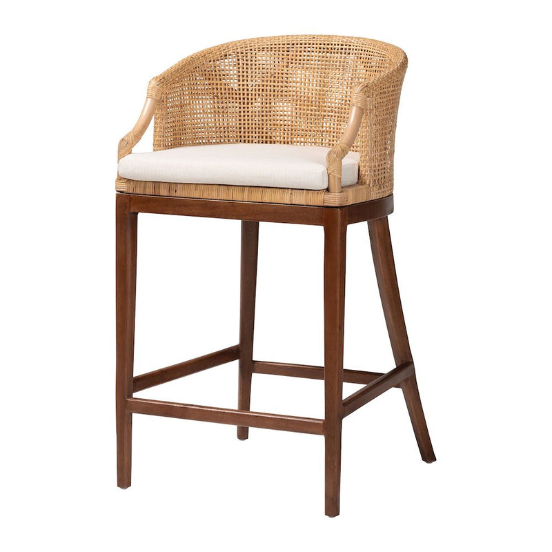 Lumajang Bohemian Light Honey Rattan and Wood Bar Stool