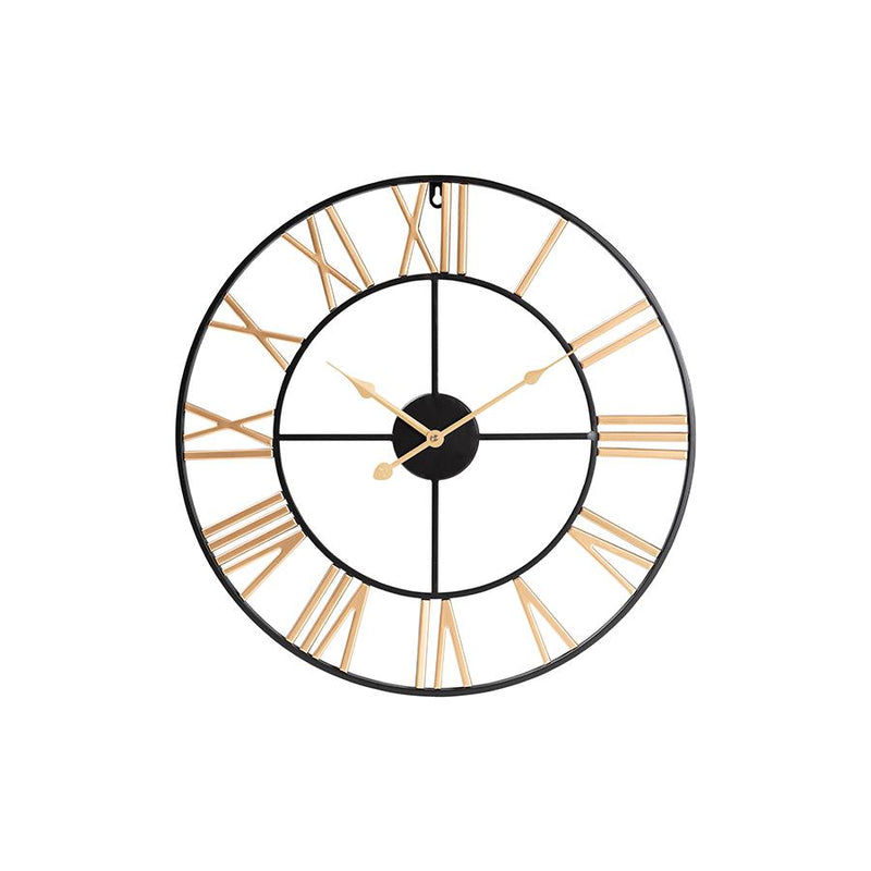 Baxton Studio Auden Modern Industrial Two-Tone Black and Gold Metal Wall Clock