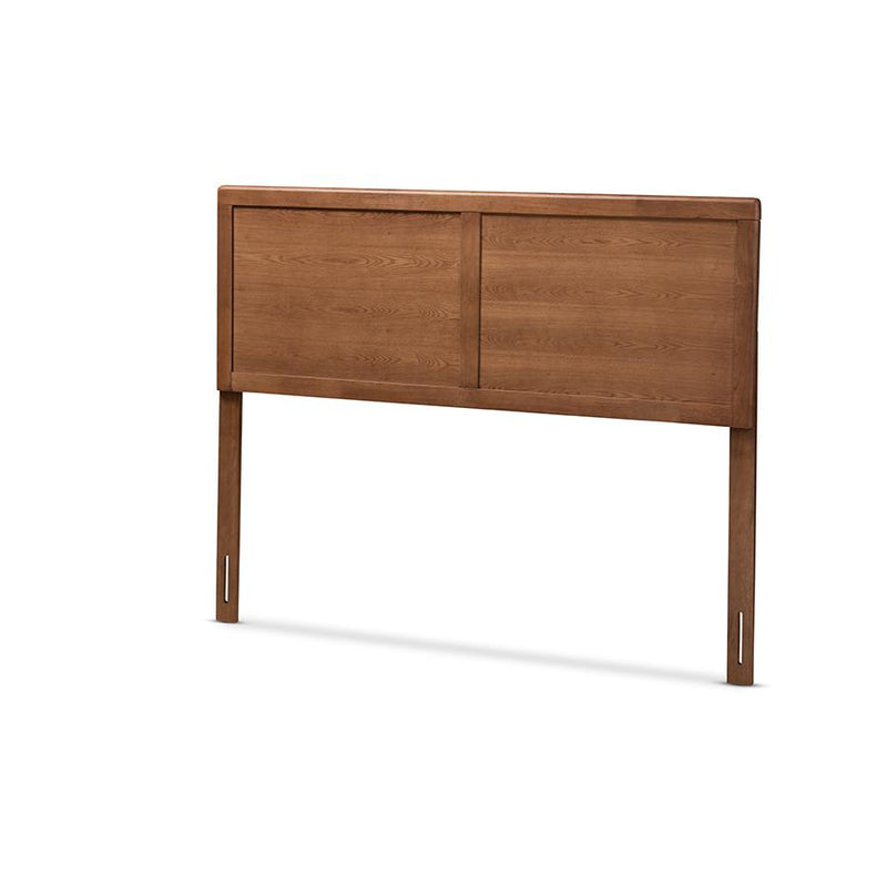 Raya Mid-Century Modern Walnut Brown Finished Wood Queen Size Headboard