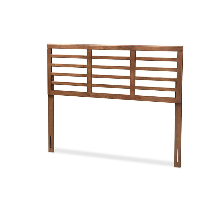 Walnut Brown Finished Wood Queen Size Open Slat Headboard