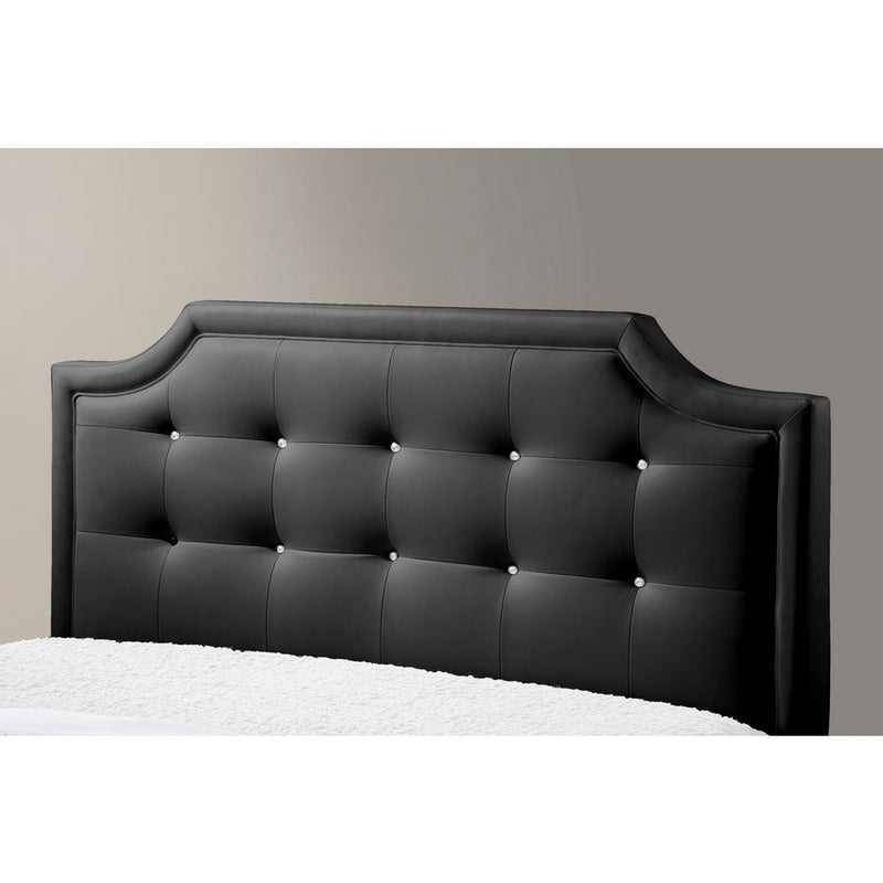 Baxton Studio Carlotta Black Modern Bed with Upholstered Headboard - King Size