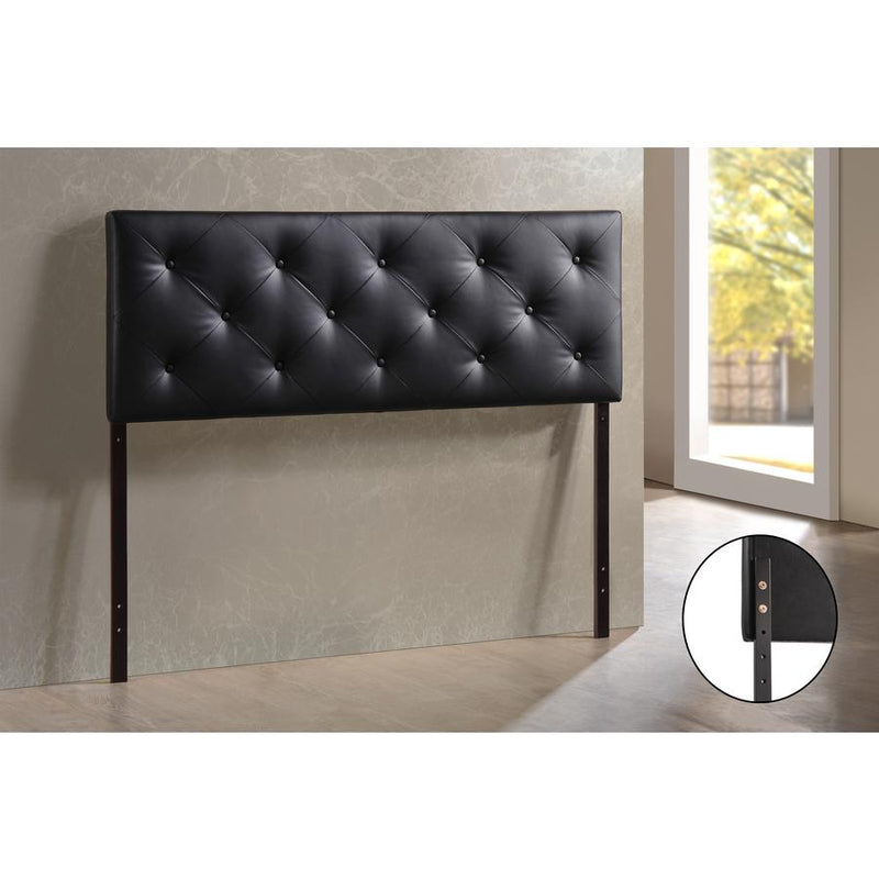 Baltimore Modern and Contemporary Full Black Faux Leather Upholstered Headboard